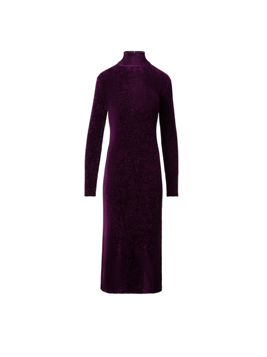 Designer Long Sleeve Chenille Rib Tube Dress - purple