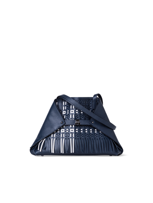 Designer Ai Small Shoulder Tote - blue - multicolor - white