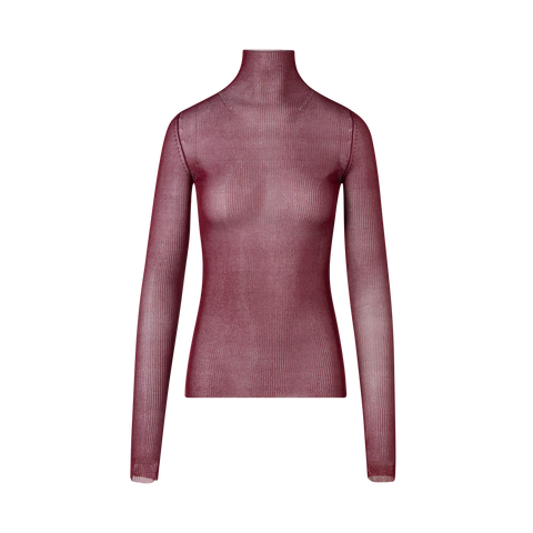 Transparenter Feinripp-Pullover aus Seide