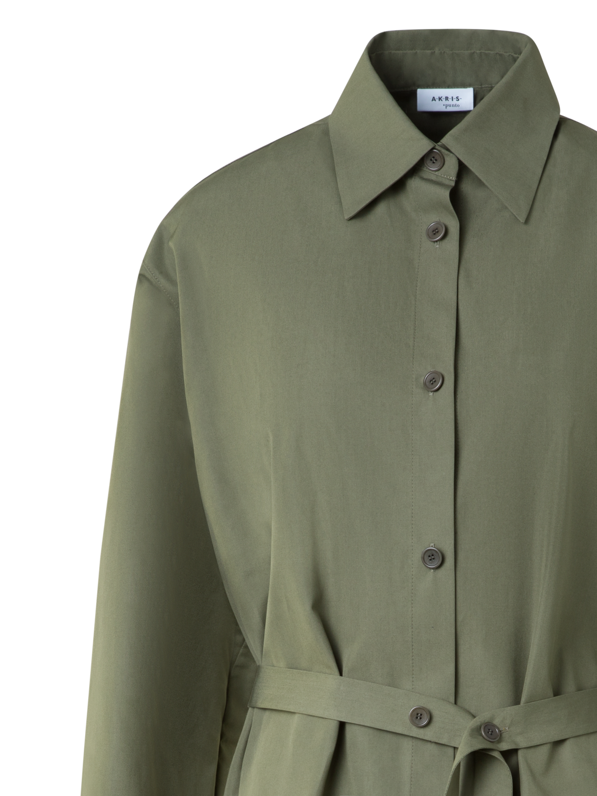 Designer Oversized Cotton Poplin Tunic - neutral - green