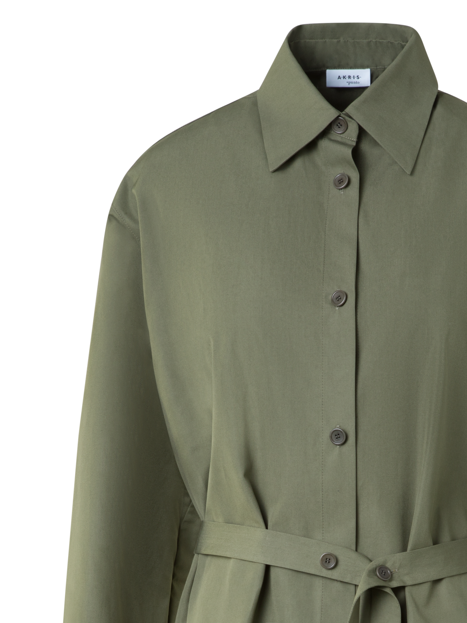 Designer Oversized Cotton Poplin Tunic - neutral - green