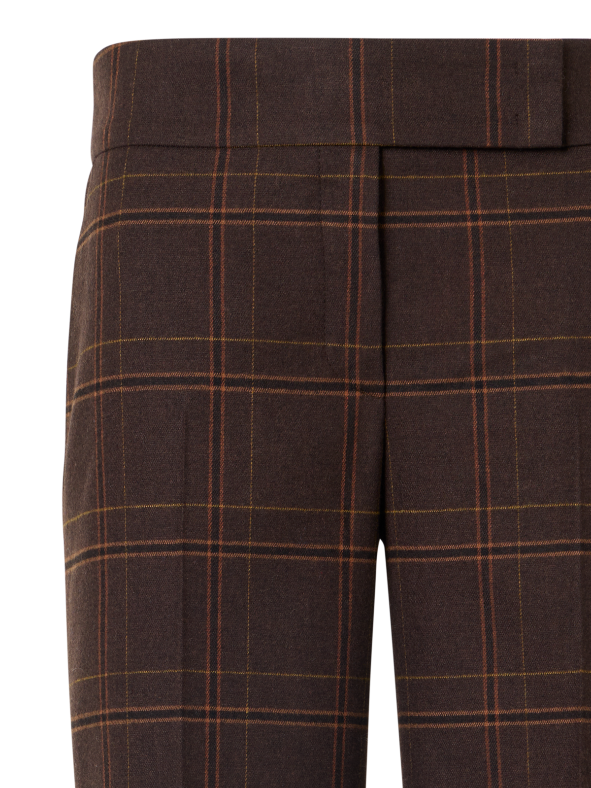 Designer Wide Leg Check Flannel Pants - brown