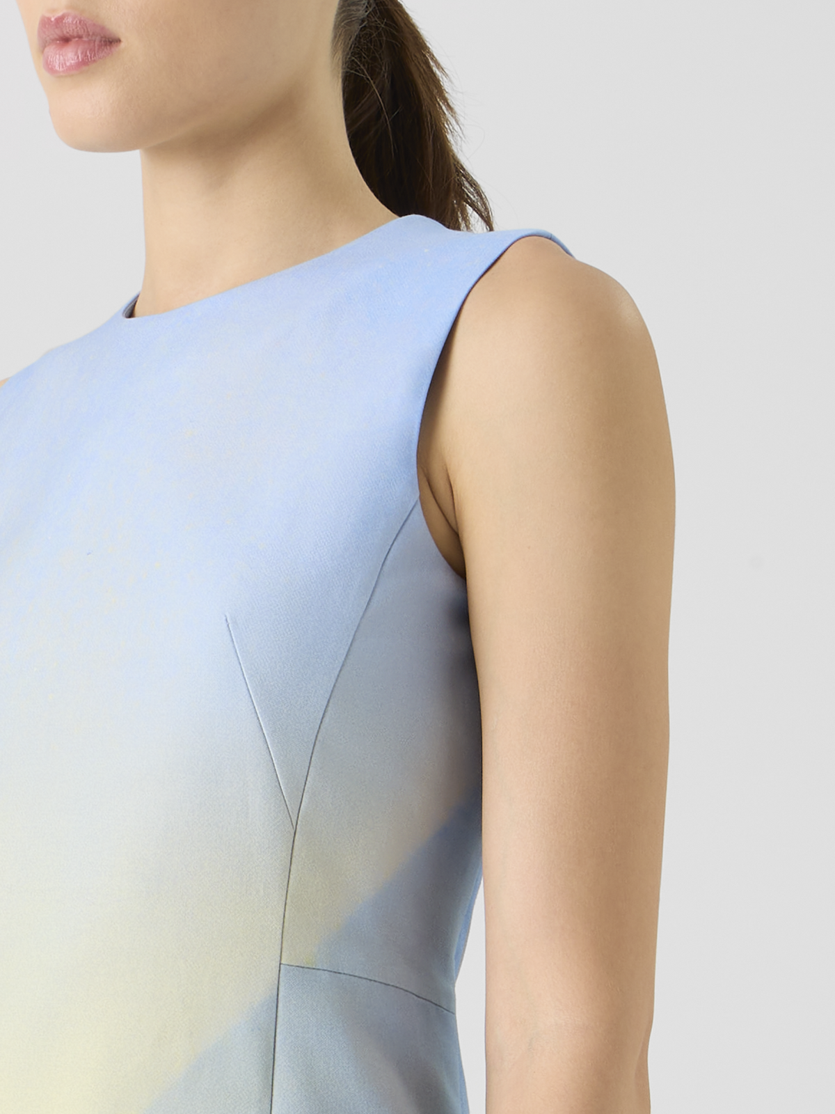 Designer Silk Cotton Double-Face Dress with Sunbeam Print - blue - multicolor - yellow #editorial