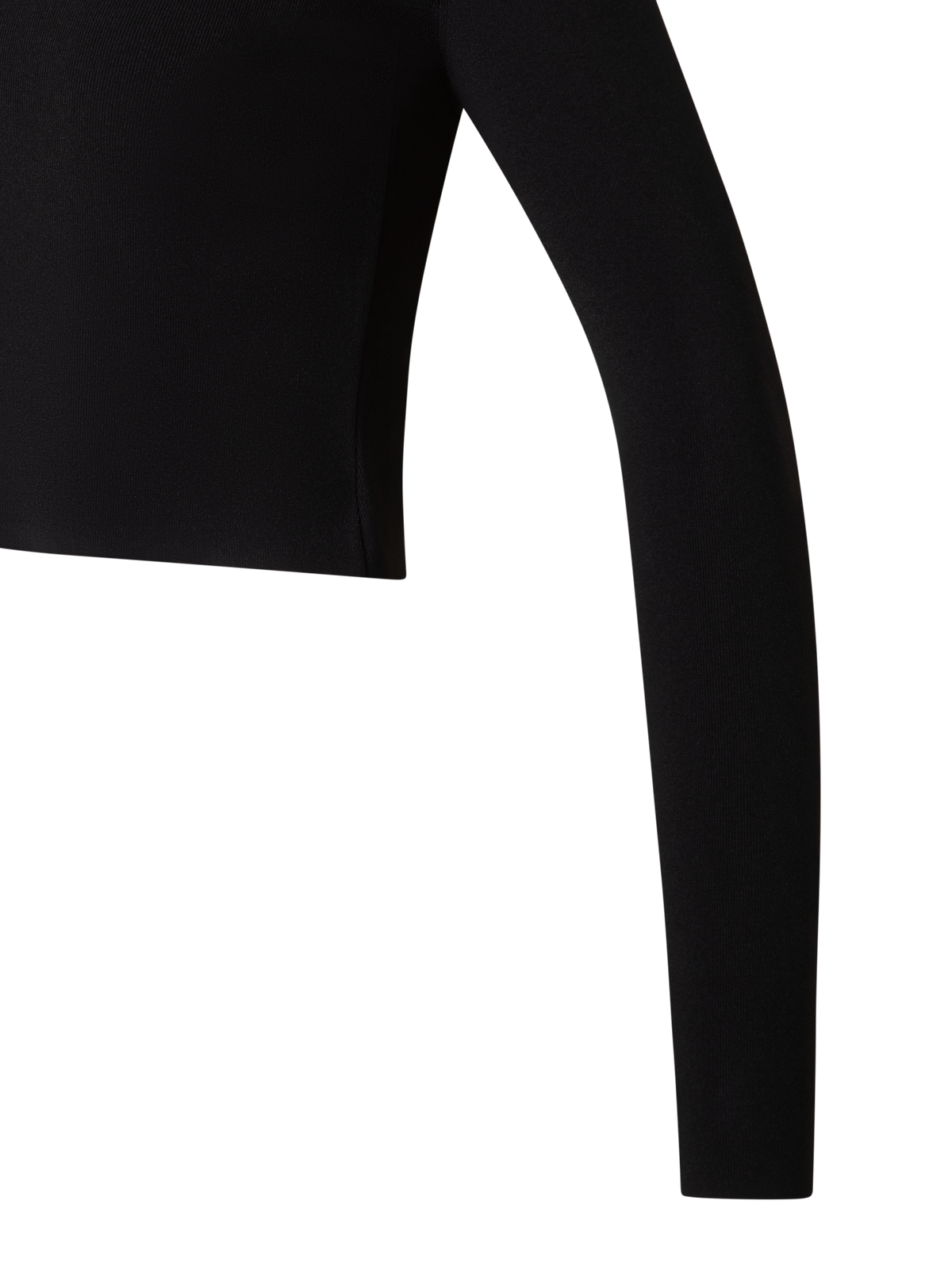 Designer Cropped Long Sleeves Knit Top in Viscose - black