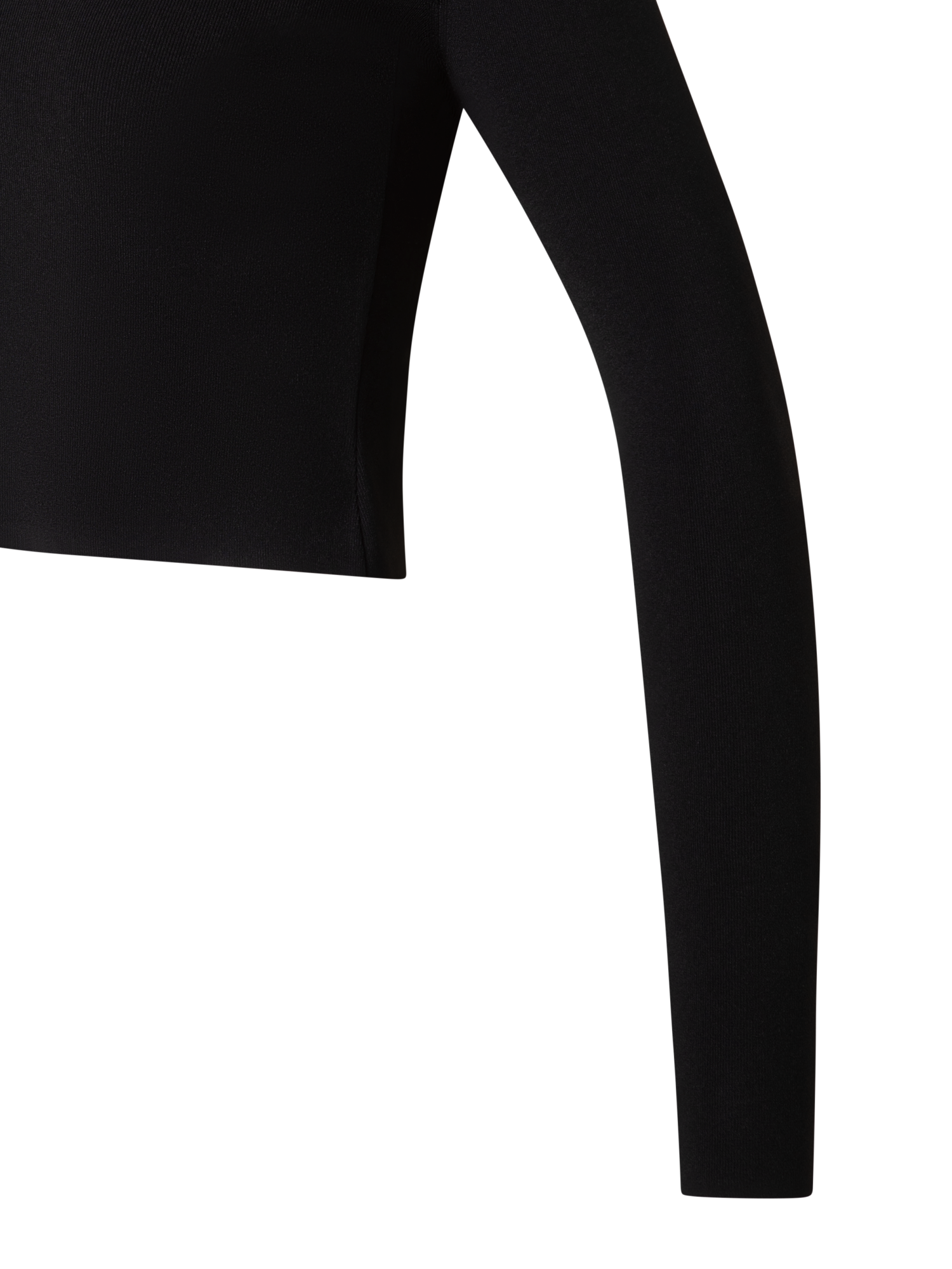 Designer Cropped Long Sleeves Knit Top in Viscose - black