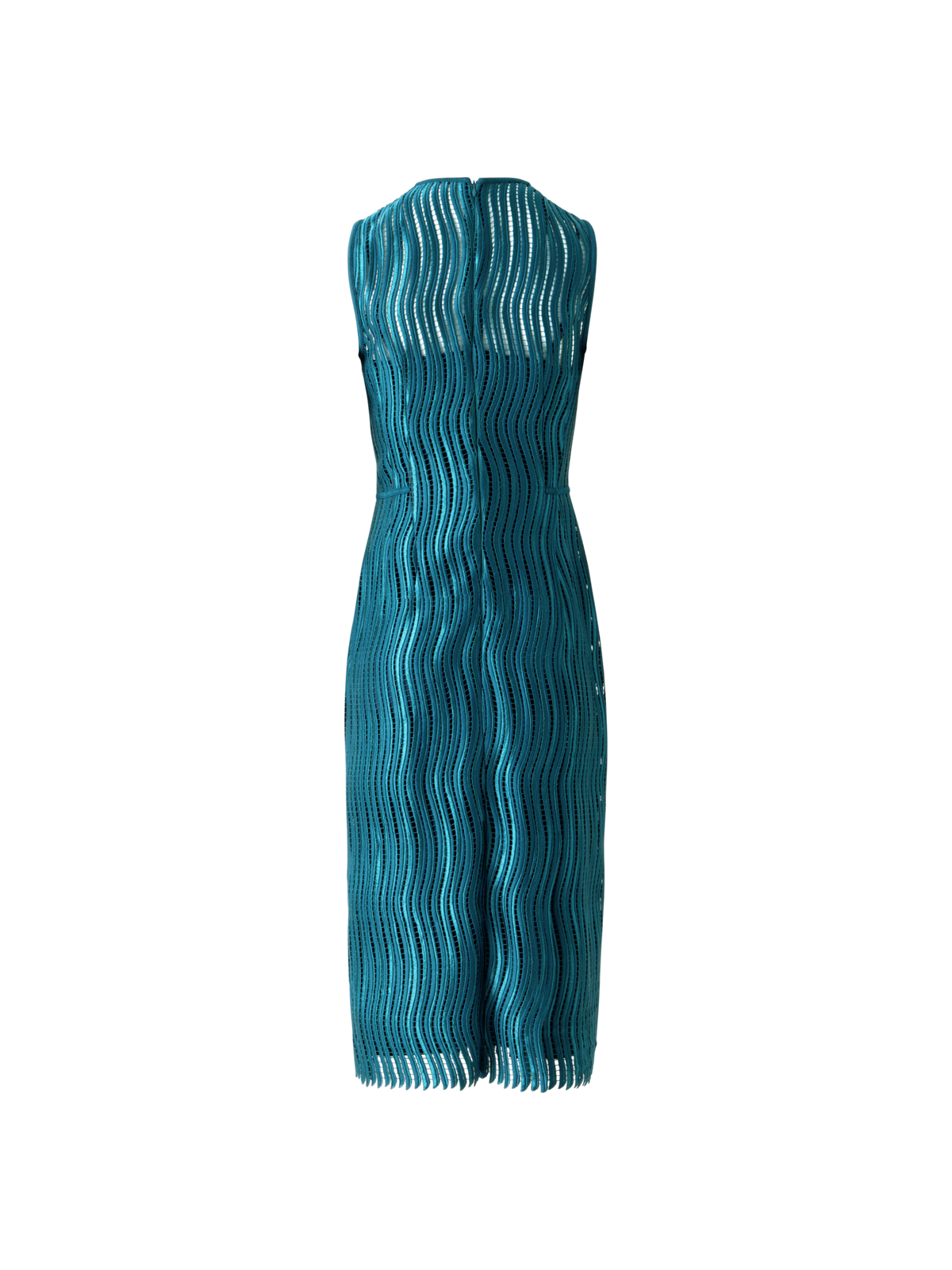 Designer Sheath Dress in Wave Guipure - green