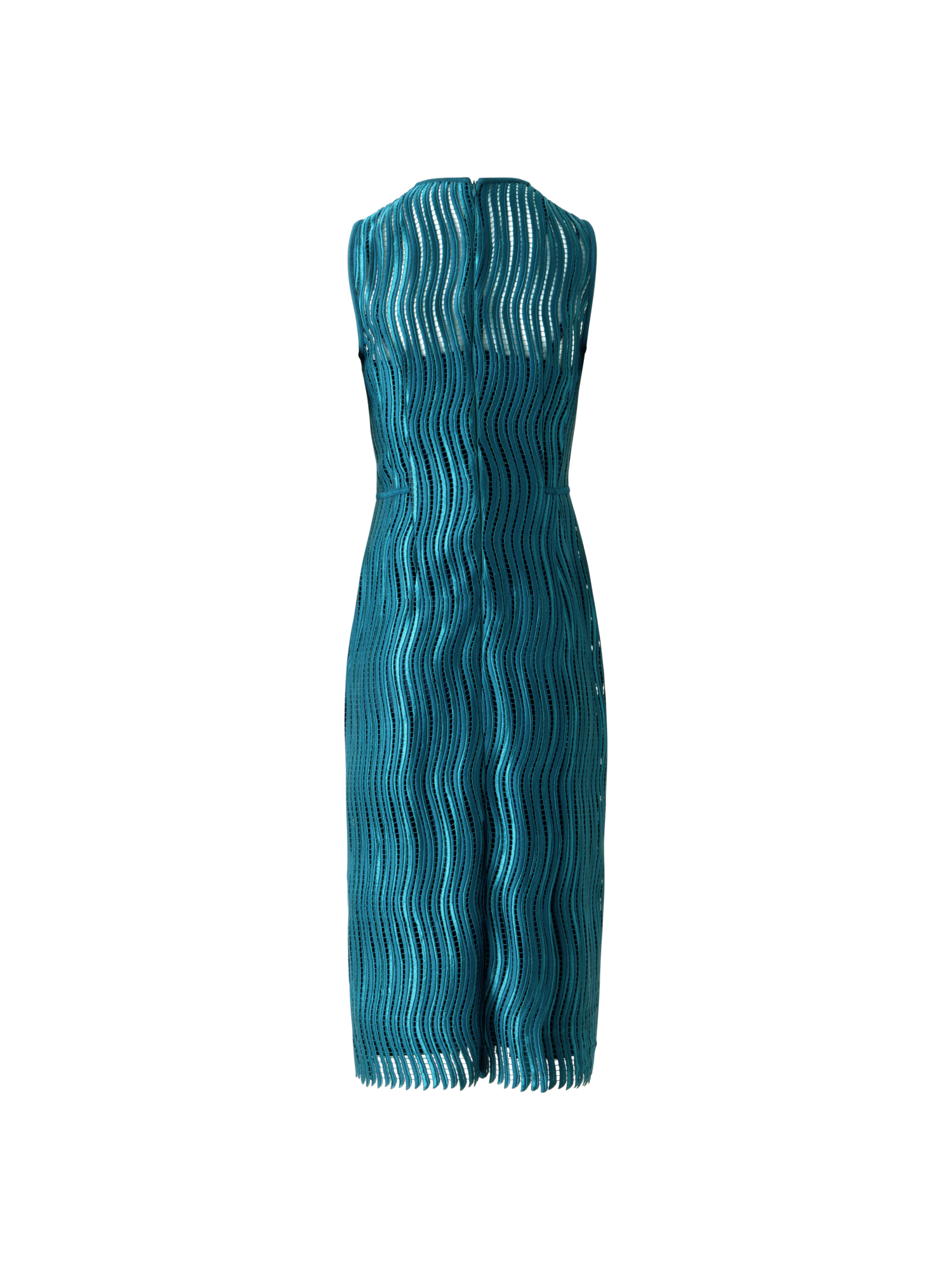 Designer Sheath Dress in Wave Guipure - green