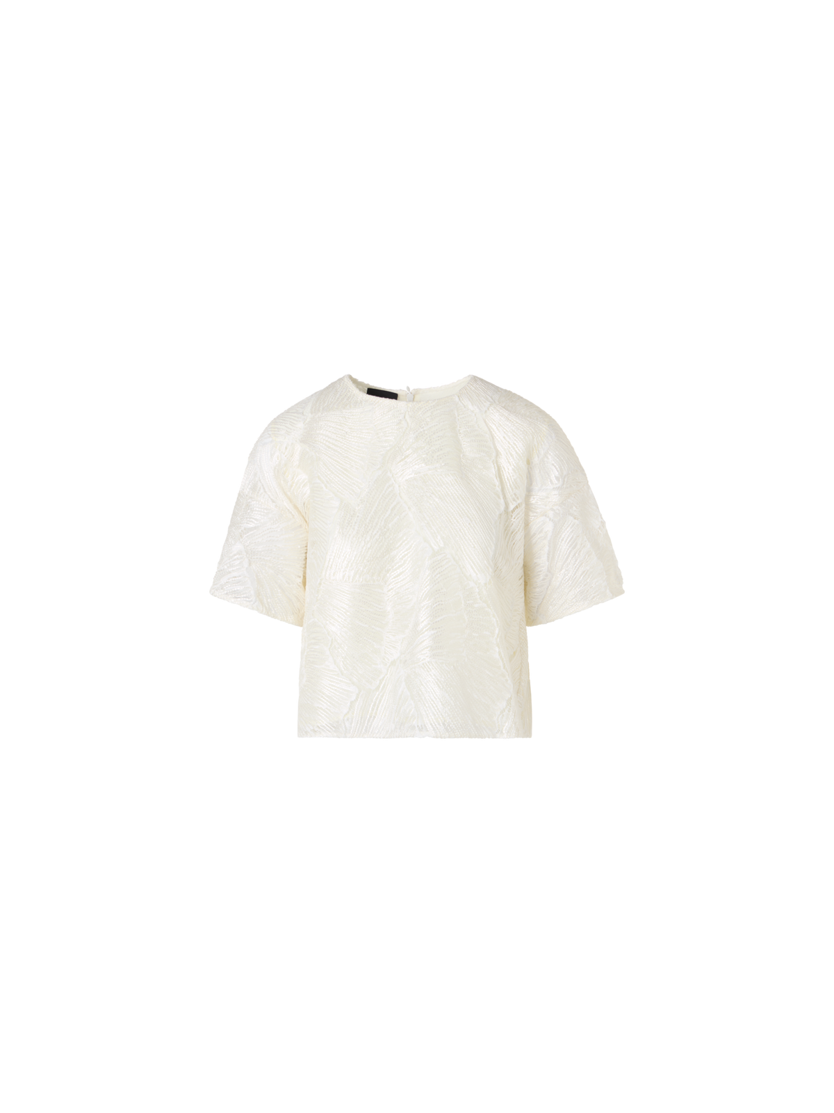 Designer Lacquered Sea Fan Lace Boxy Blouse - ecru