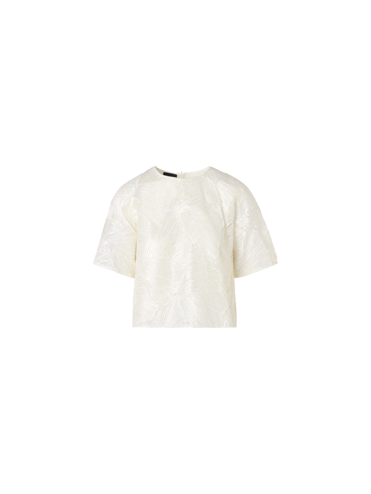 Designer Lacquered Sea Fan Lace Boxy Blouse - ecru