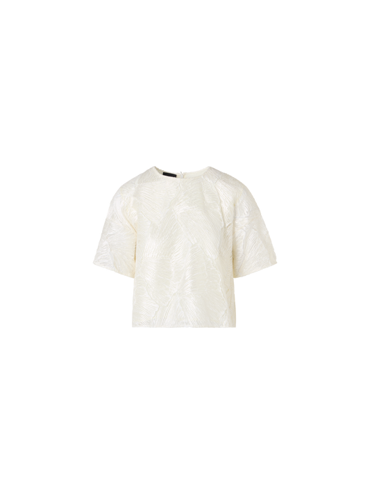 Designer Lacquered Sea Fan Lace Boxy Blouse - ecru