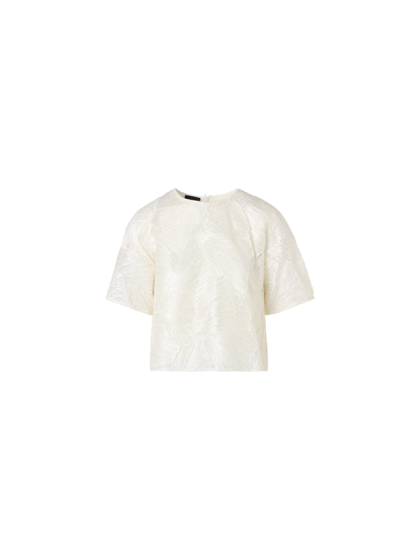 Designer Lacquered Sea Fan Lace Boxy Blouse - ecru