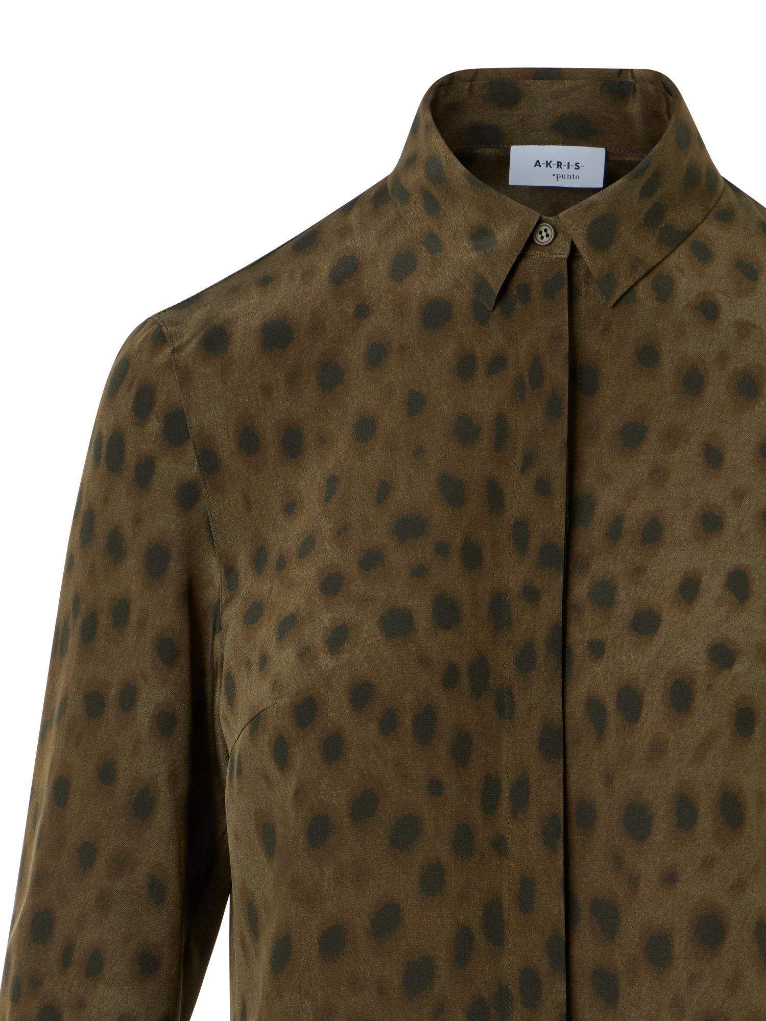 Designer Silk Blouse in Leopard Print - neutral - brown