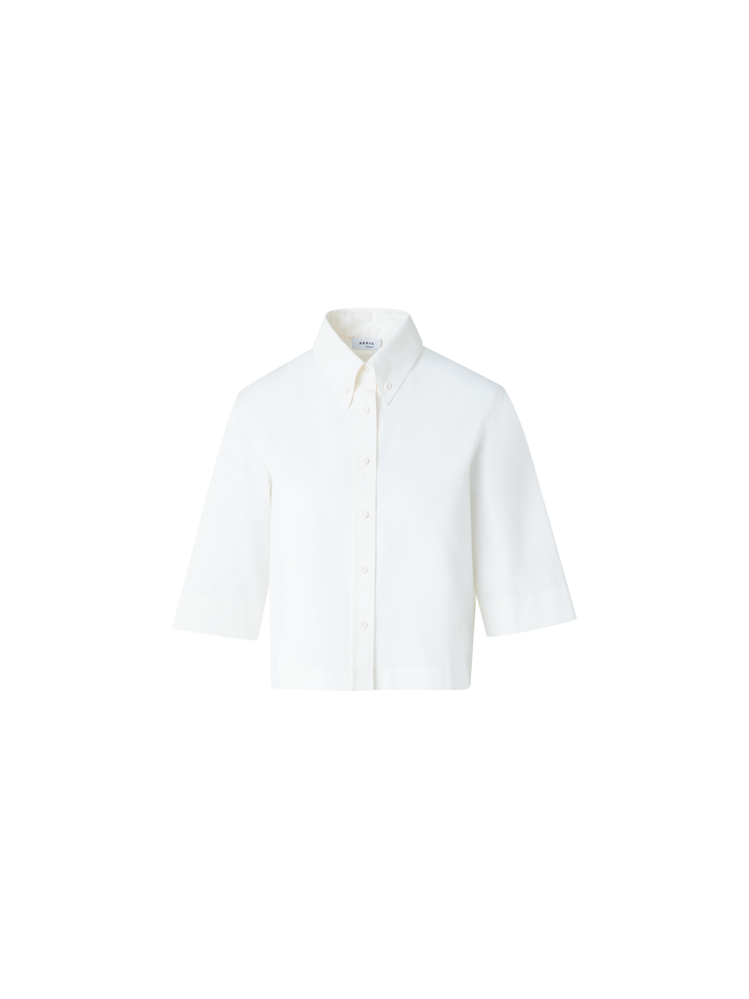 Designer Boxy Short-Sleeve Cotton Blouse - neutral - ecru - white