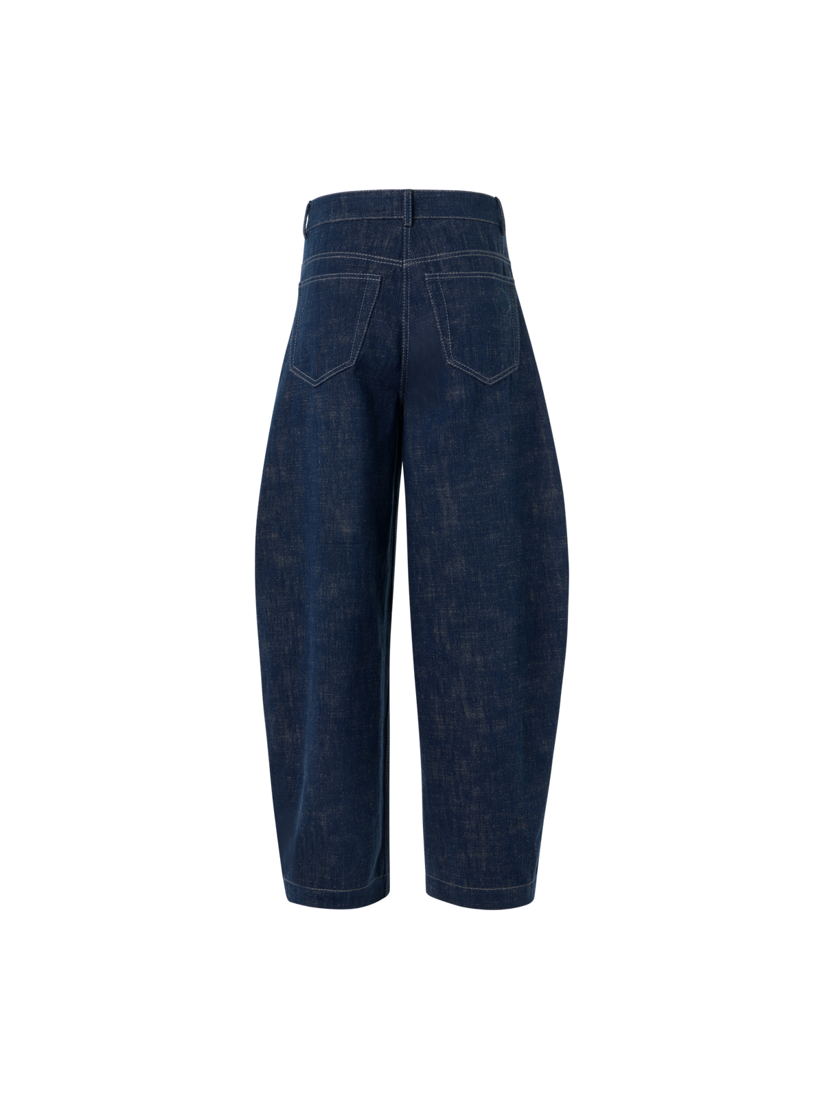 Designer Barrel Leg Pants in Brushed Winter Denim - navy