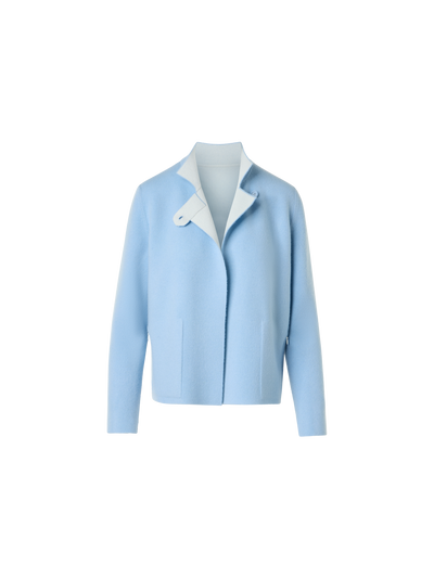 Designer Reversible Cashmere Double-Face Jacket - blue - ecru