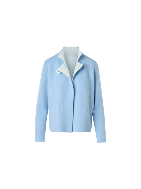 Designer Reversible Cashmere Double-Face Jacket - blue - ecru