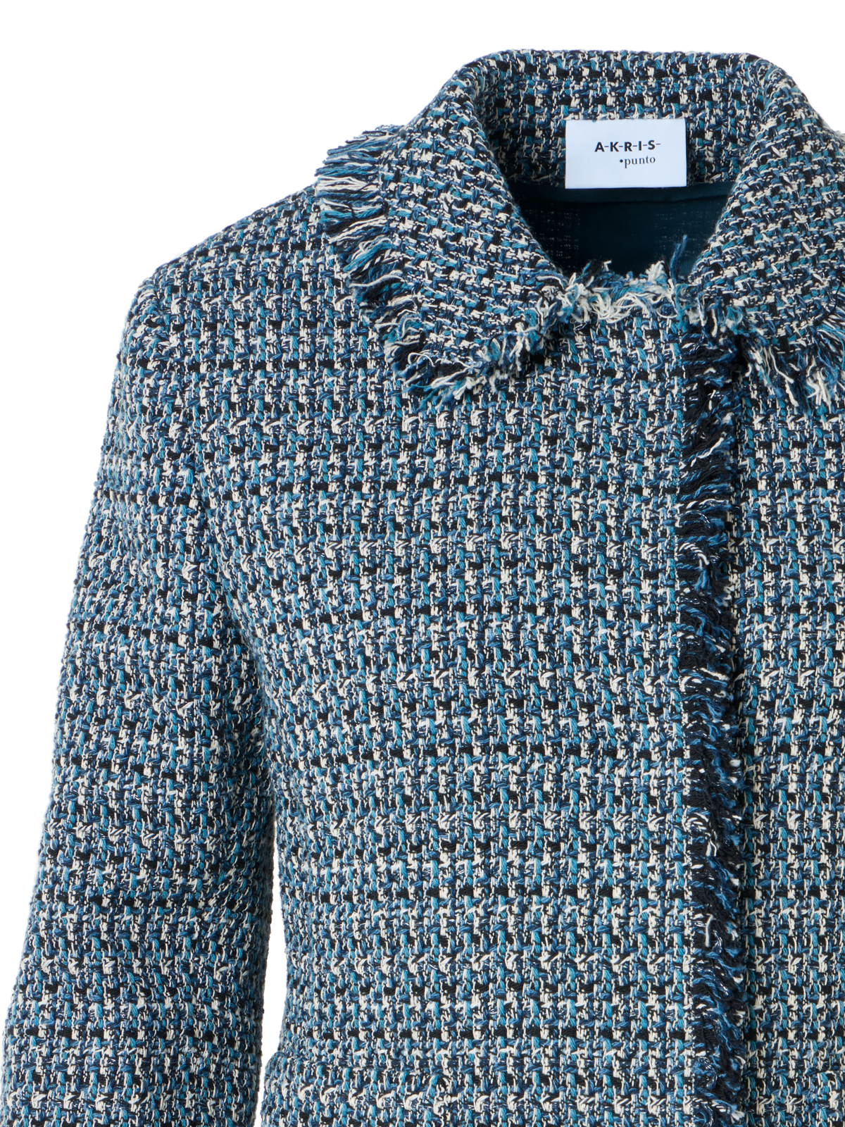Designer Modern Tweed Jacket with Bracelet-Sleeves - blue - multicolor