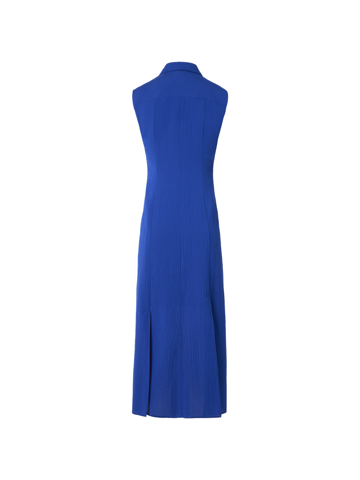 Designer Midi Shirt Dress in Structured Cotton Silk - blue