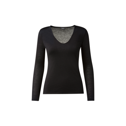 Shirt aus Kaschmir und Seide mit V-Ausschnitt