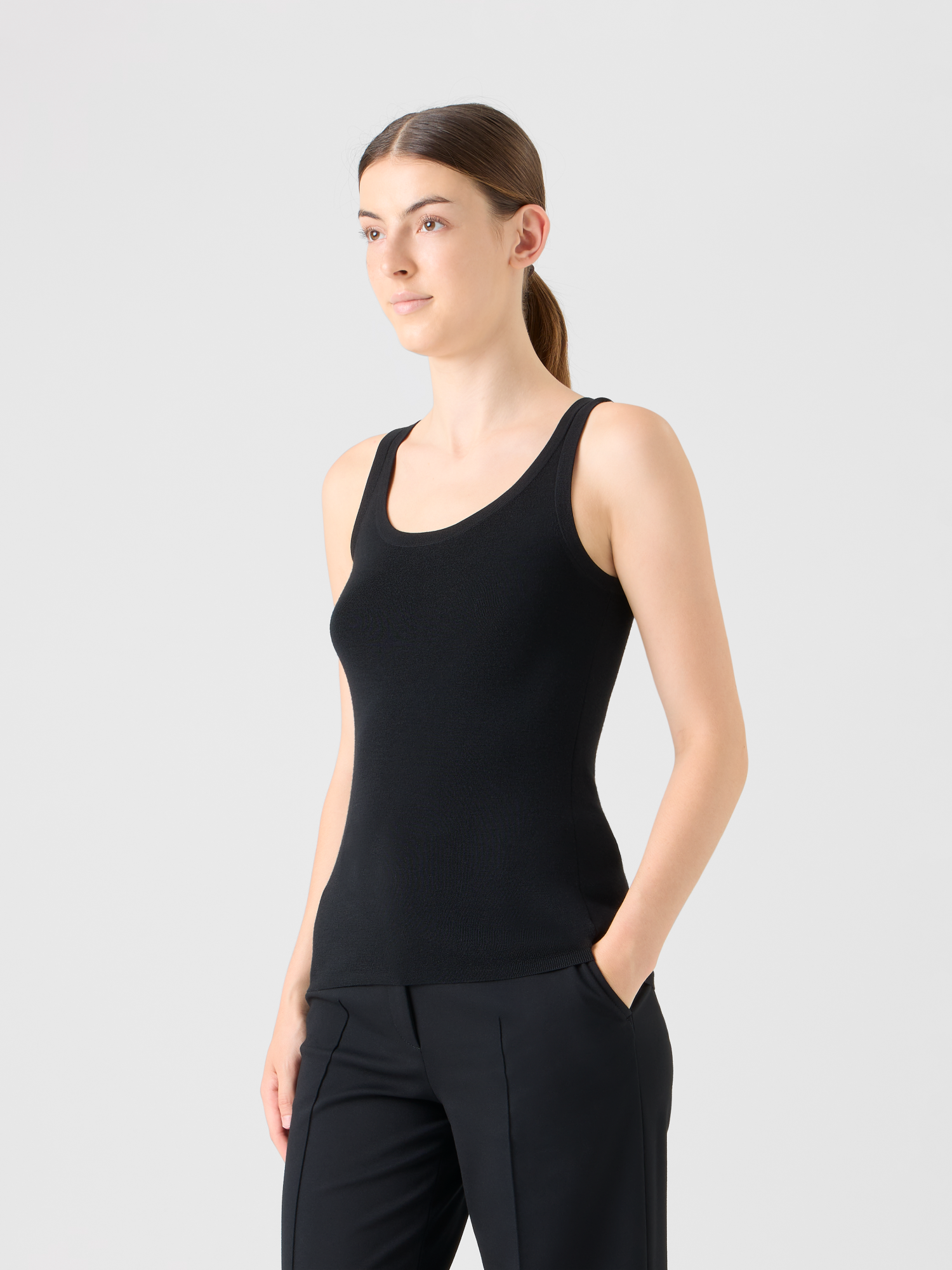 Designer Knitted Tank Top - black 