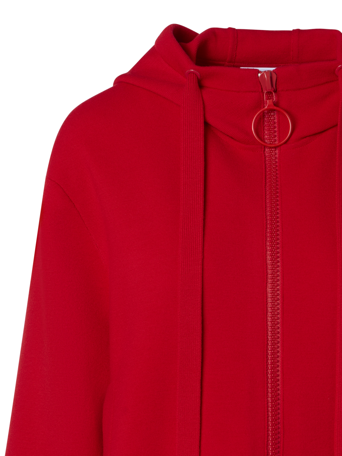 Designer Cropped Milano Knit Hoodie Jacket - red