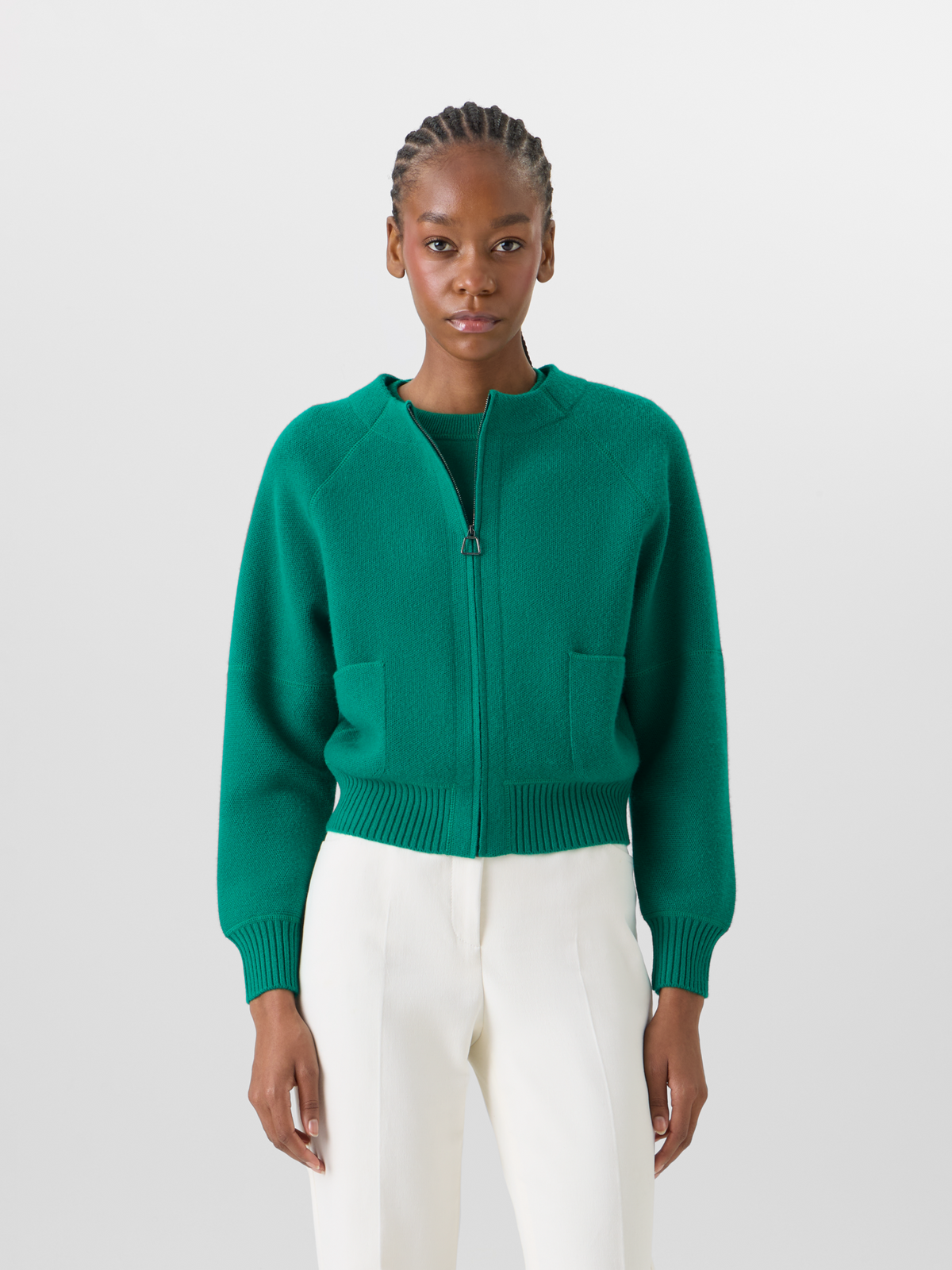 Designer Cashmere-Piqué Knit Cardigan - green #editorial