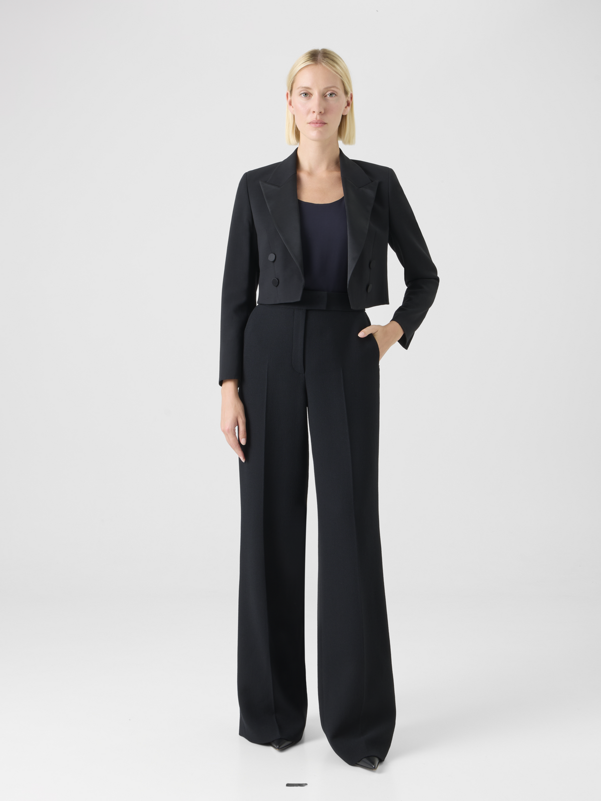 Designer Wide-Leg Wool Crêpe Double-Face Pants #editorial