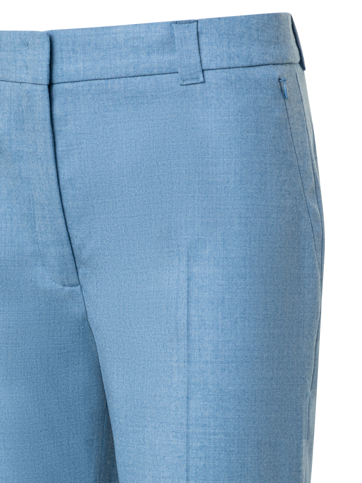 Designer Cropped Tapered Wool Stretch Flannel Pants - blue
