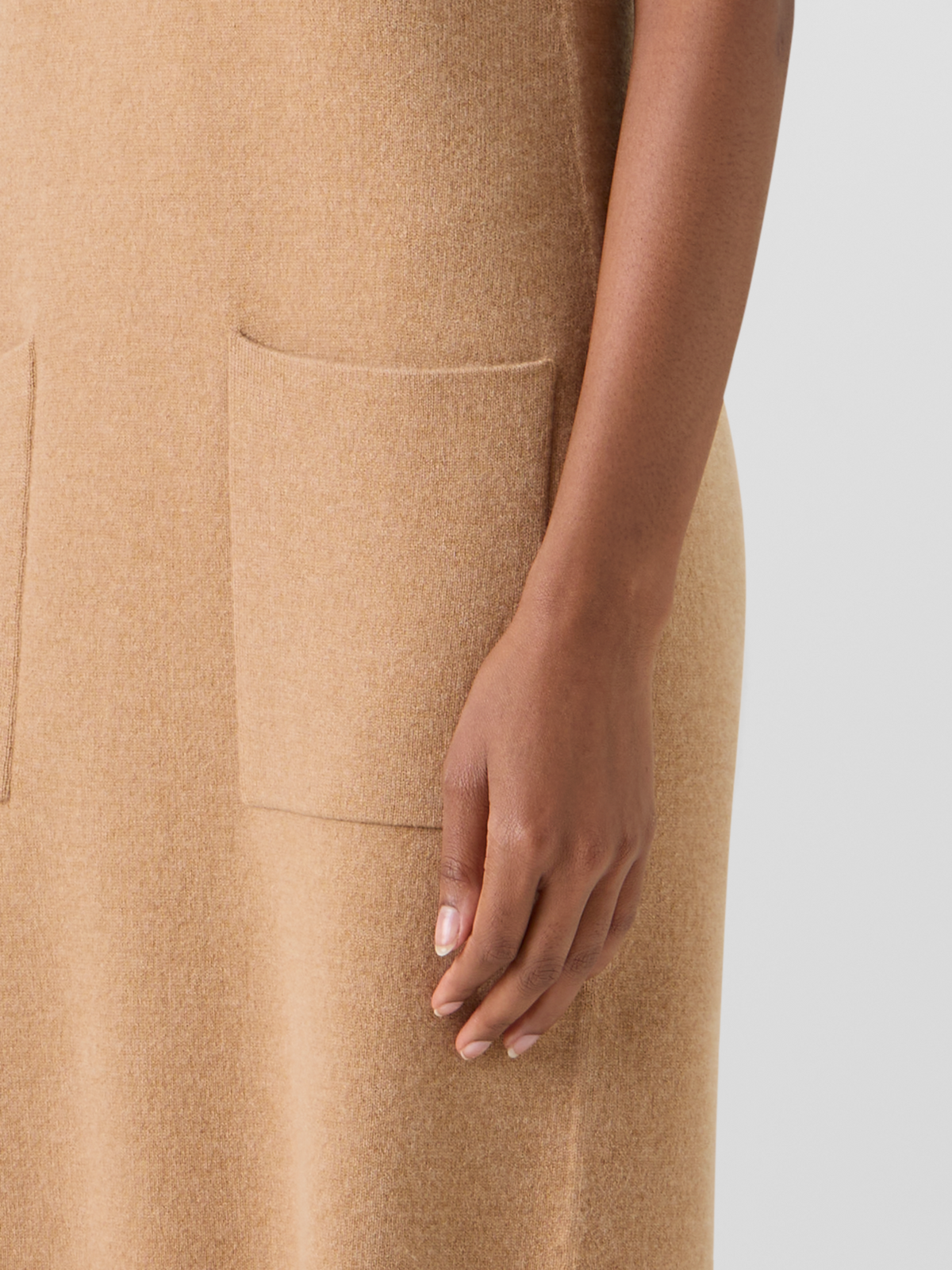 Designer Sleeveless Cashmere Double-Face Knit Dress - brown #editorial
