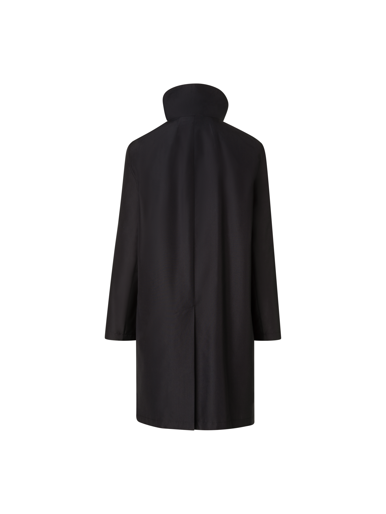 Designer Layered Wool Coat with Removable Silk Layer - black
