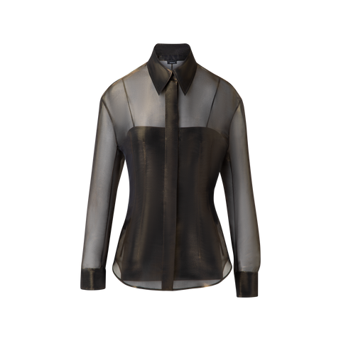 Organza-Seidenbluse mit Goldschimmer