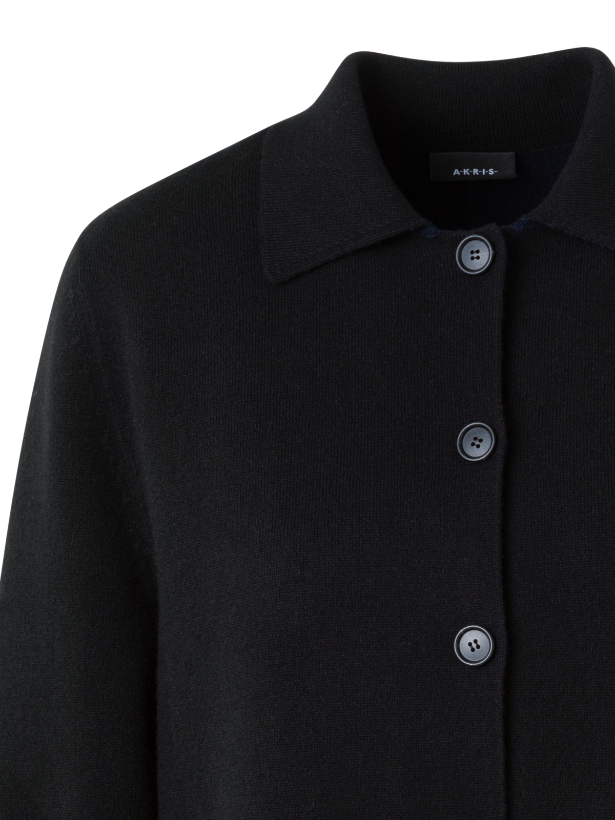 Designer Short Bi-Color A-Line Cashmere Double-Face Coat - neutral - navy - blue