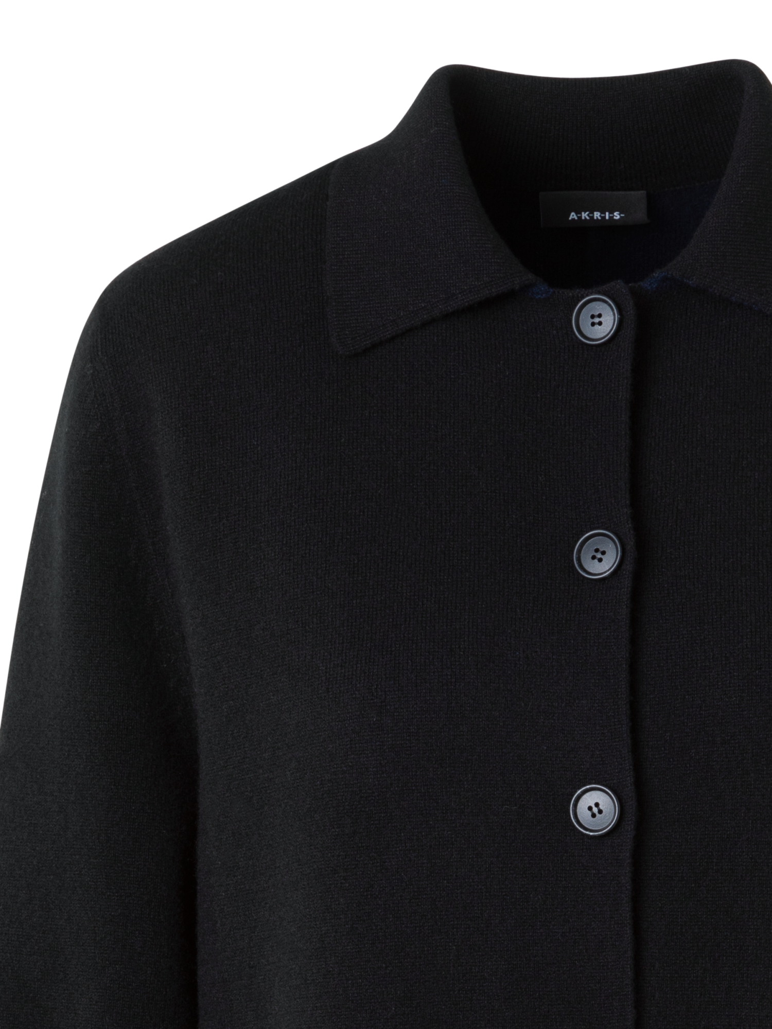 Designer Short Bi-Color A-Line Cashmere Double-Face Coat - neutral - navy - blue