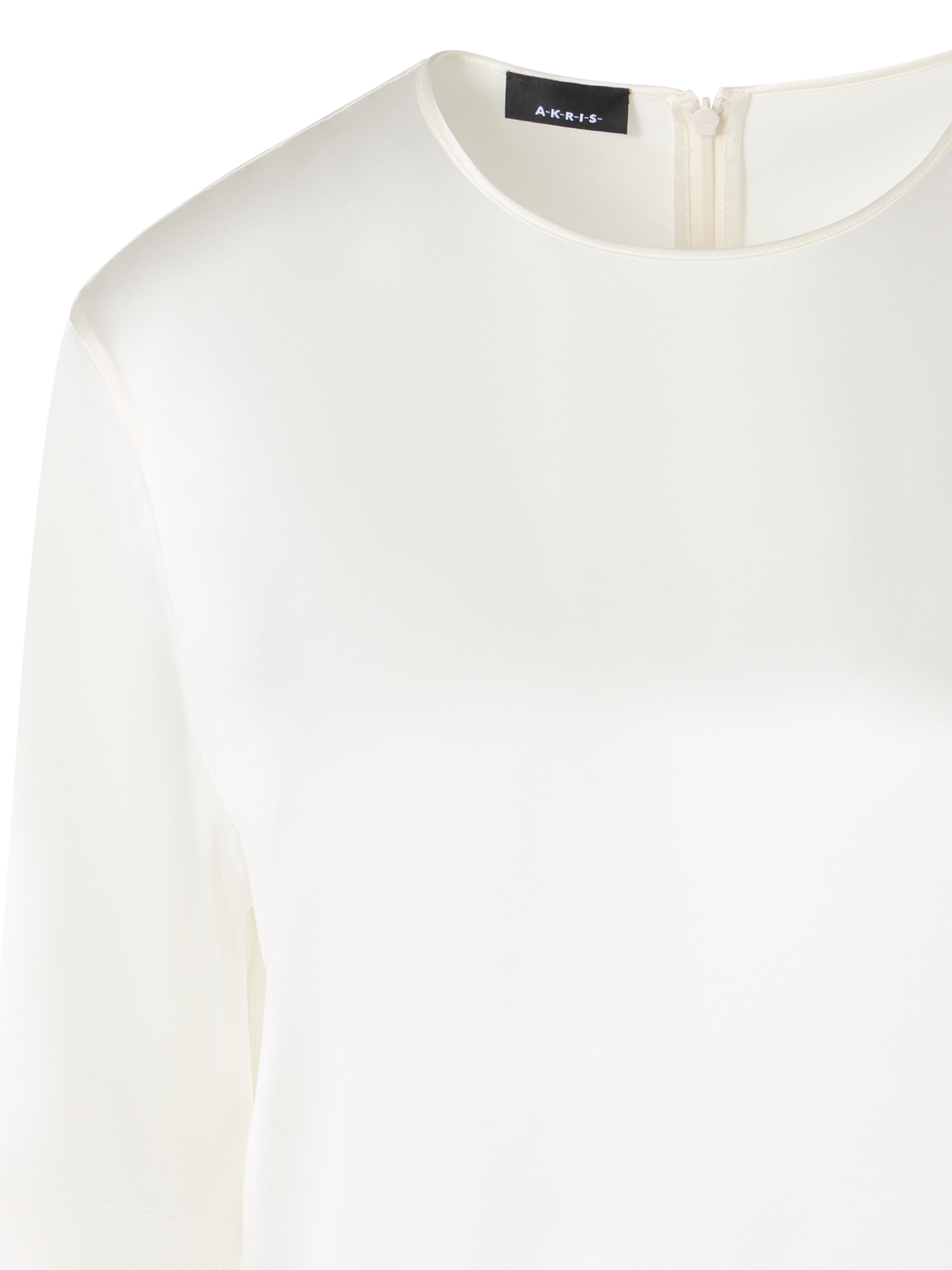 Designer Boxy Silk Satin T-Shirt Blouse - ecru