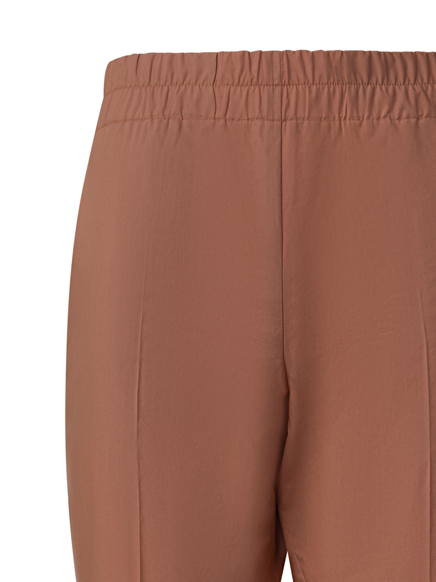 Designer Tapered Cotton Pants with Elastic Waist - brown