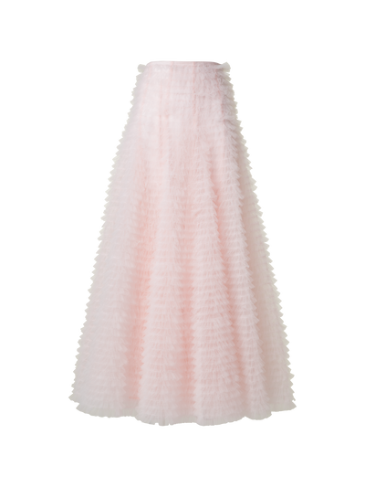 Designer Ruched Tulle Maxi Skirt - pastel - pink