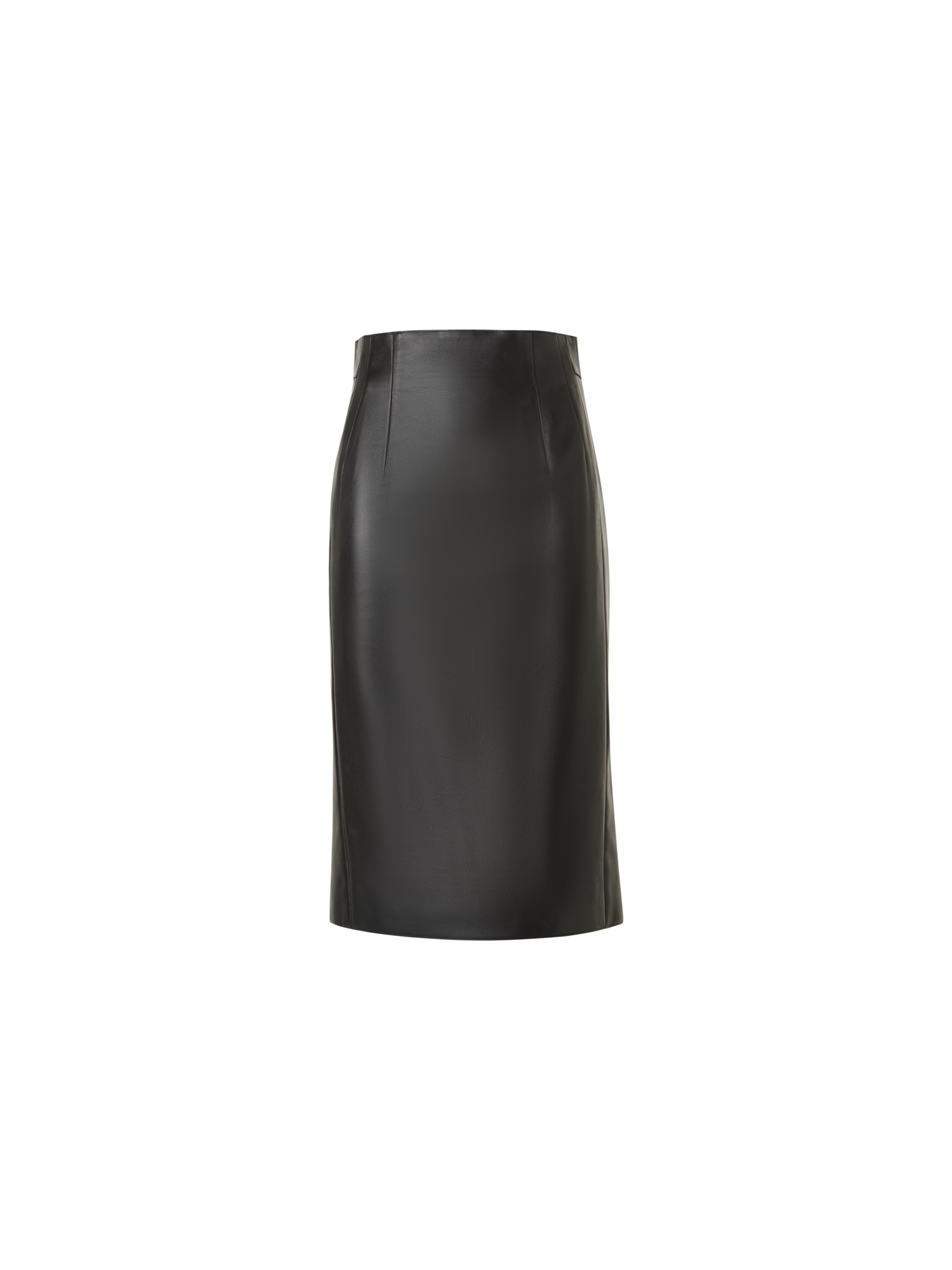 Designer High-Waist Lamb-Nappa Leather Pencil Skirt - black