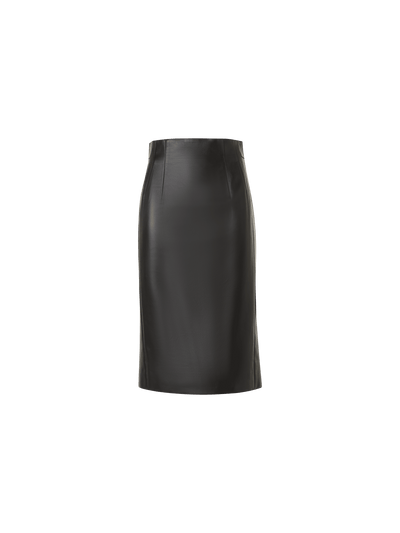 Designer High-Waist Lamb-Nappa Leather Pencil Skirt - black