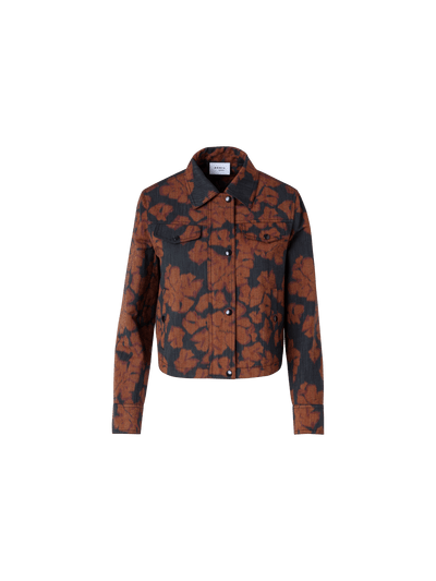 Designer Long-Sleeve Ikat Flower Short Jacket - multicolor