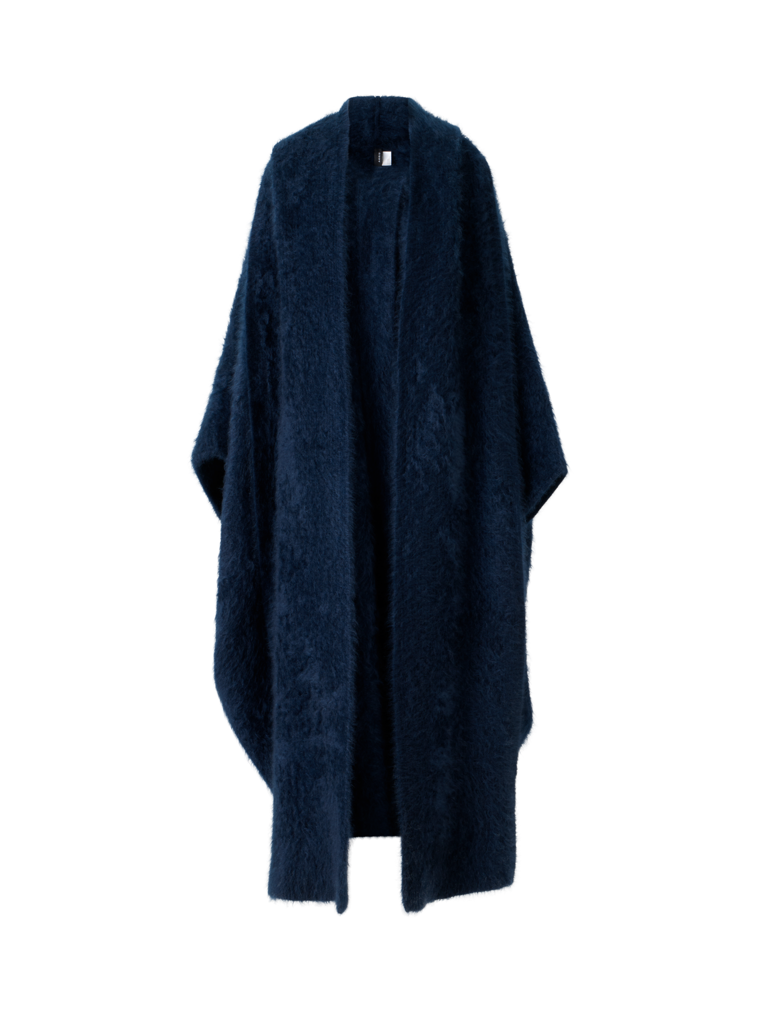 Designer Long Cashmere Cape with Removable Scarf Hood - neutral - navy - blue