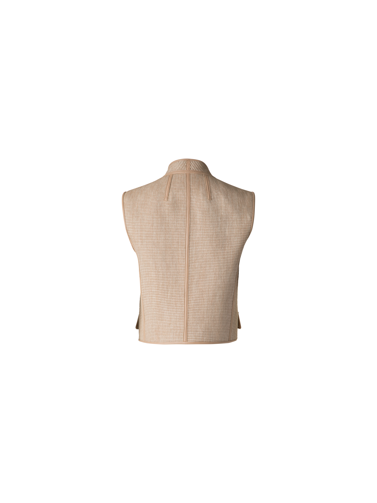 Designer Gilet in Soft Cotton Raffia with Leather Trim - neutral - beige