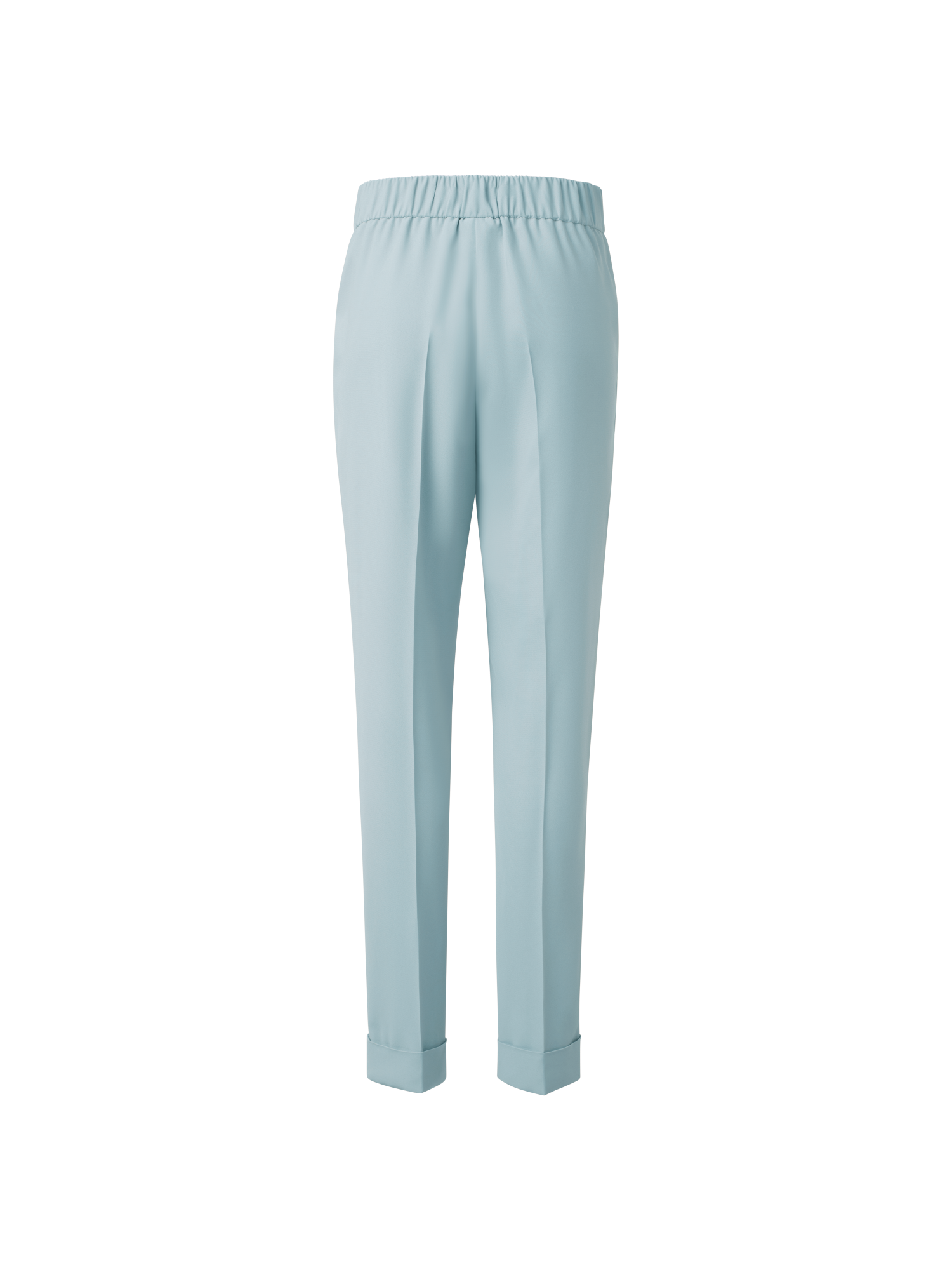 Designer Tapered Crêpe Pants with Elastic Back - pastel - blue