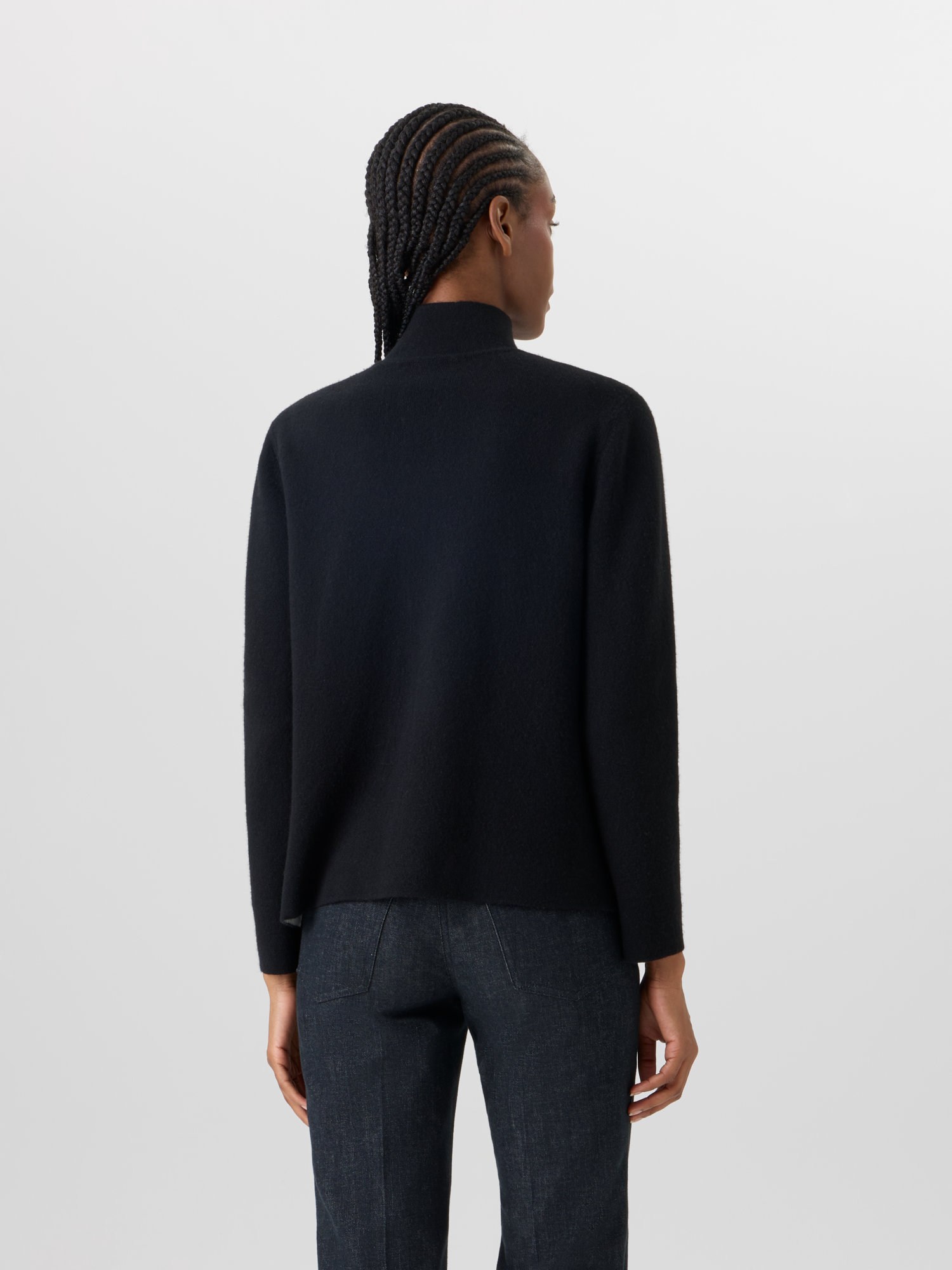 Designer Cashmere Double-Face Knit Cardigan - black 
