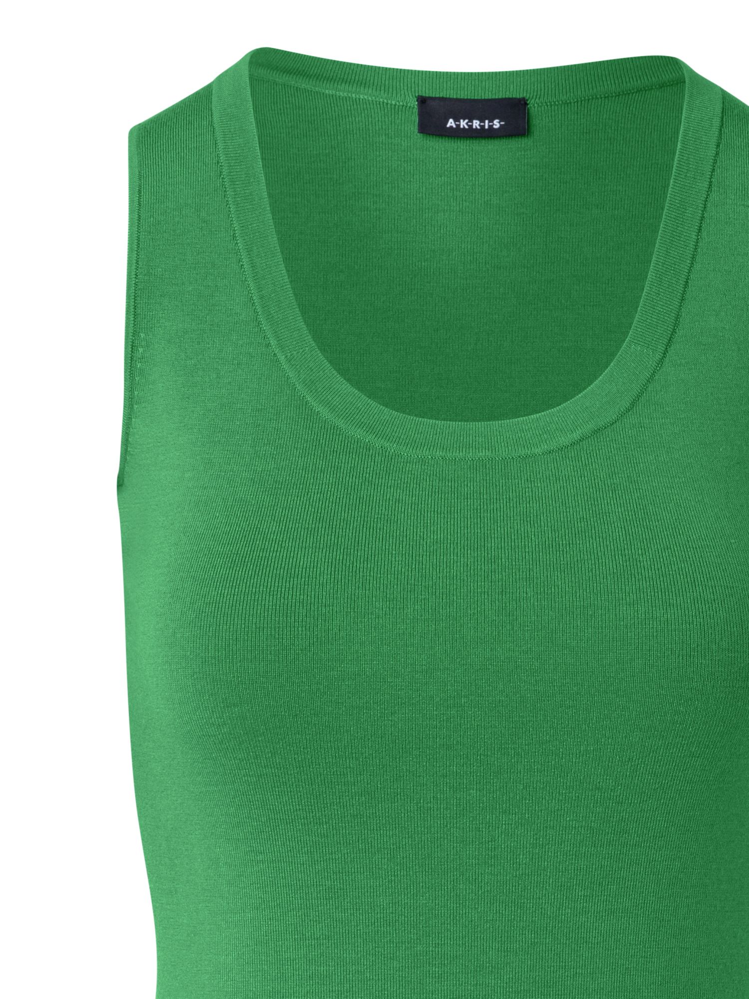 Designer Knitted Silk Stretch Scoop Neck Top - green