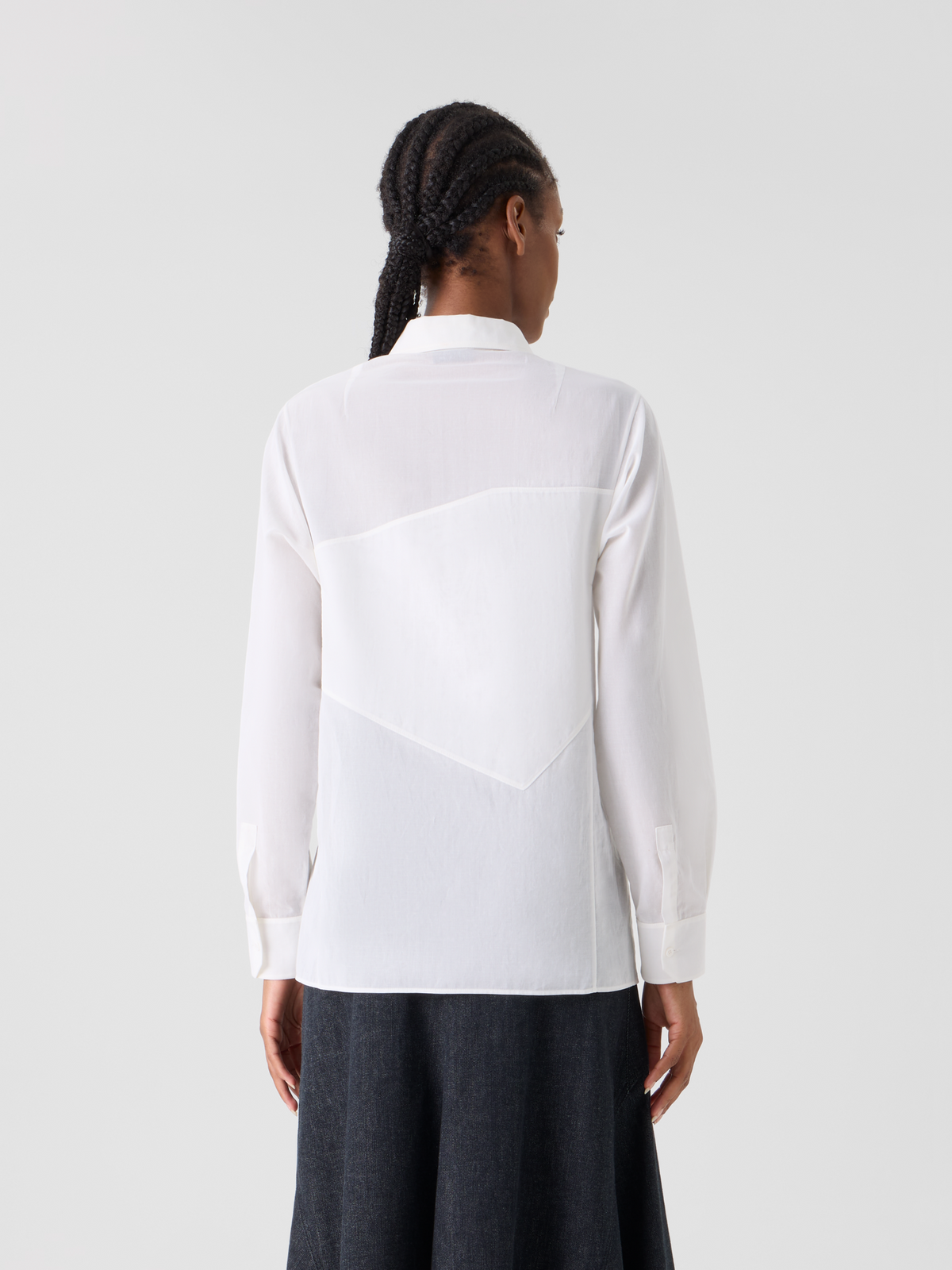 Designer Cotton Blouse with Polygon Inset - white #editorial