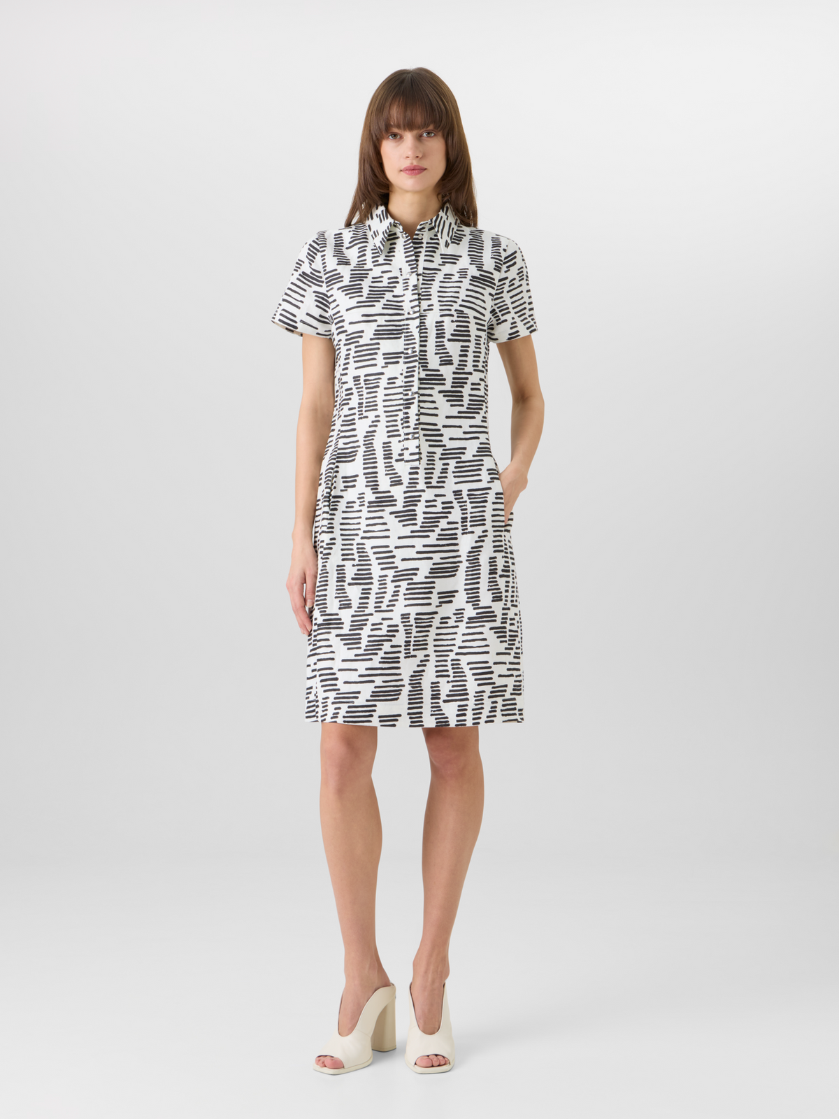 Designer Short-Sleeve Dance Movements Polo Dress - multicolor #editorial