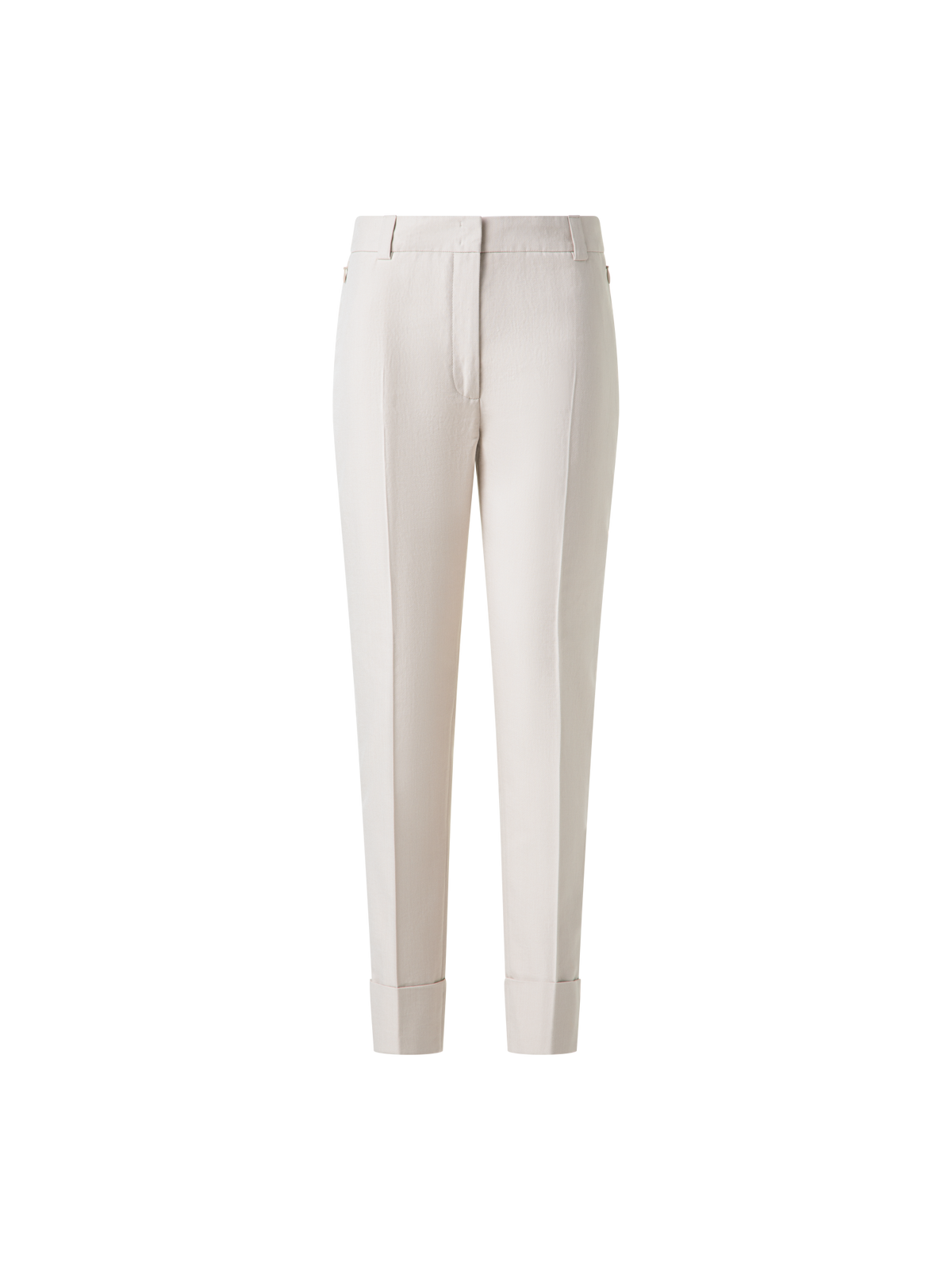 Designer Cropped Tapered Cotton Silk Double-Face Pants - neutral - grey - beige