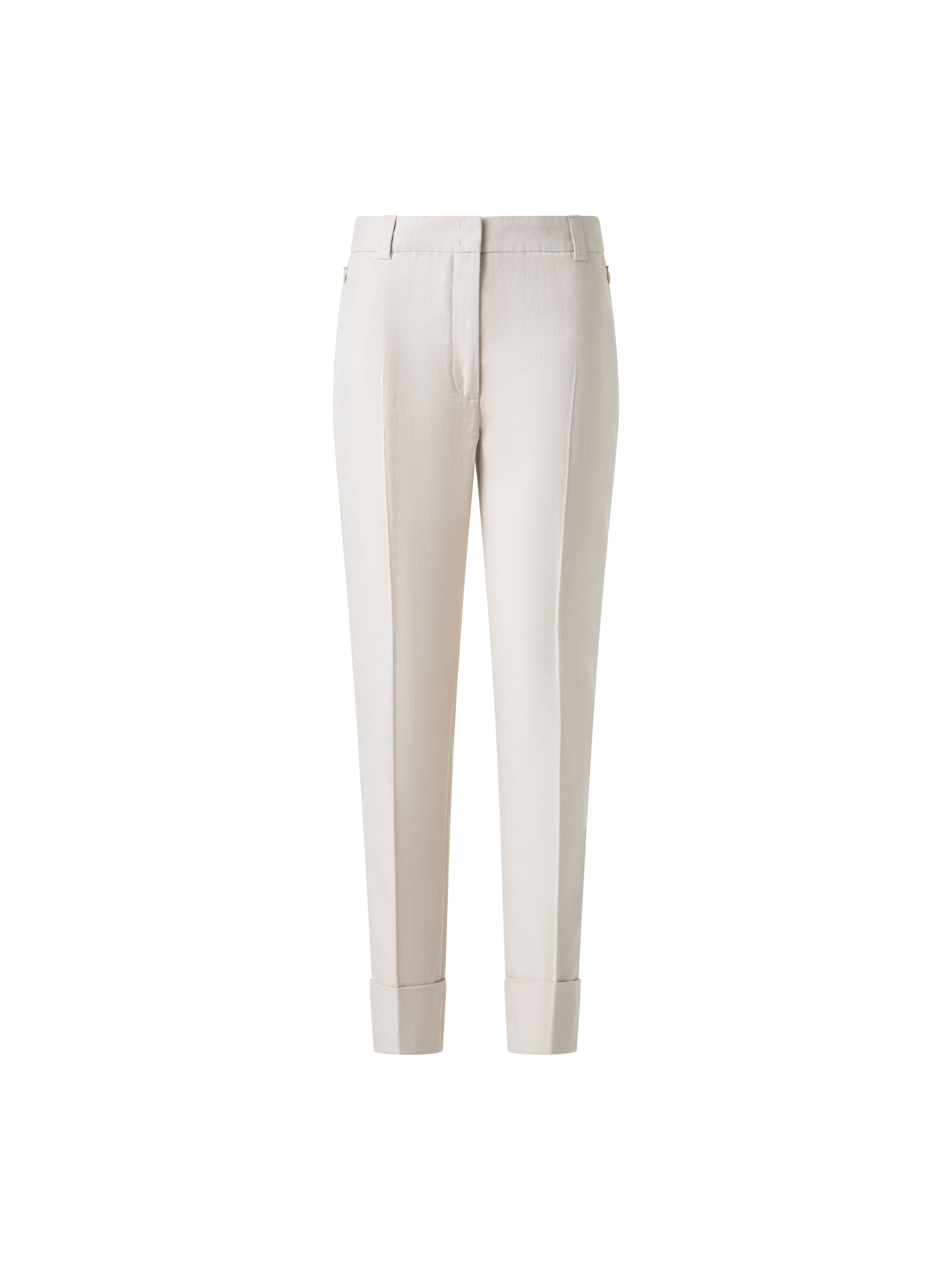 Designer Cropped Tapered Cotton Silk Double-Face Pants - neutral - grey - beige
