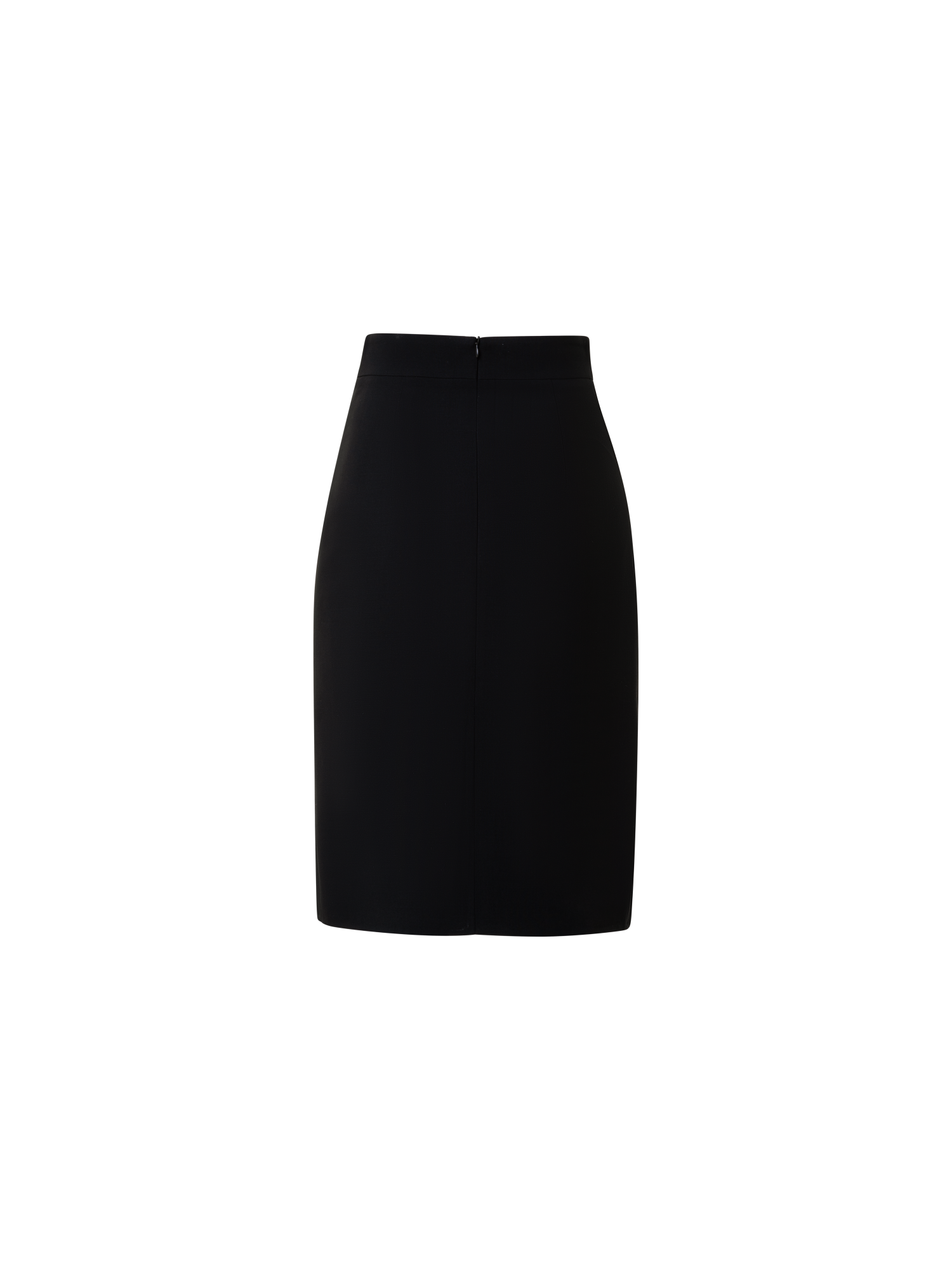 Designer Wool Double-Face Wrap Effect Pencil Skirt - black