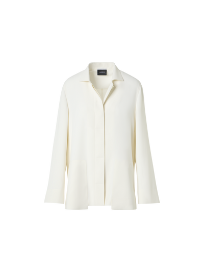 Designer Harp Long Techno Crêpe Jacket with Patch Pocket - ecru